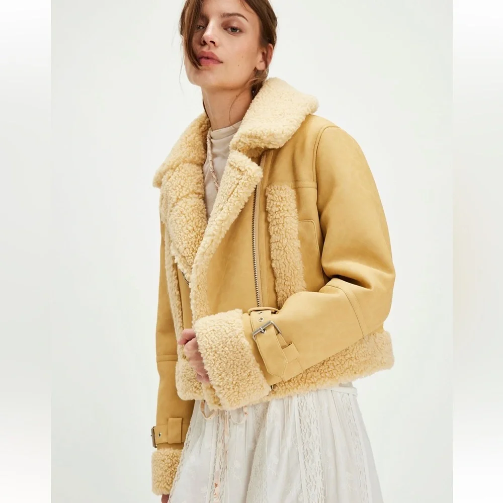 NWT APPARIS FREE PEOPLE JAY SUPPLE SANS LEATHER BONDED COAT - Picture 4 of 7